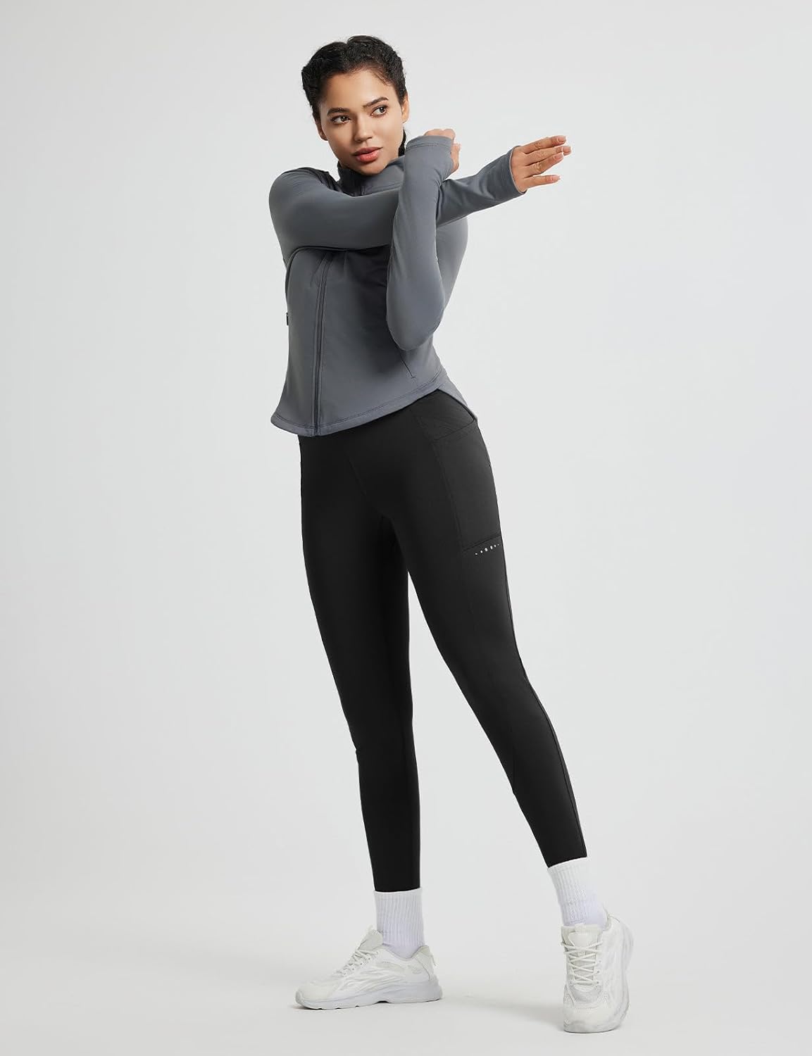 baleaf Women's Fleece Lined Leggings Thermal Winter Warm Pants High Waisted Cold Weather Tights with Cross Pockets - Image 6