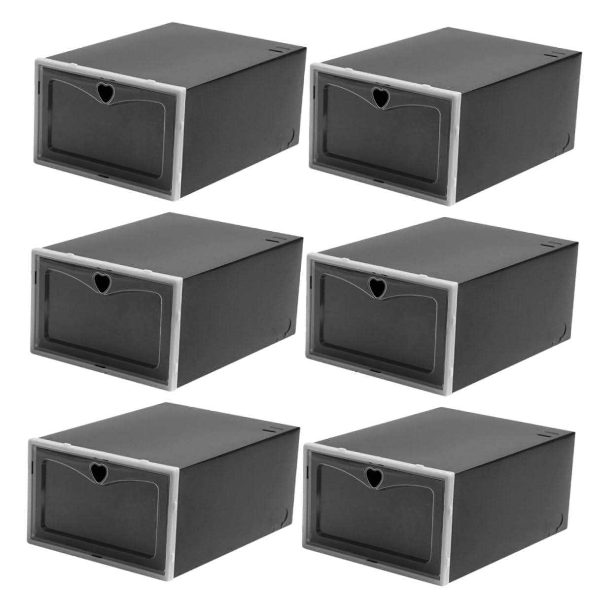 Scatola Organizer per Scarpe 6 Pezzi Pp Nera Struttura Cassetto | Design Forato Traspirante, Accesso Comodo, Robusta e Resistente, per Ordine Nell'armadio e Nelle Stanze