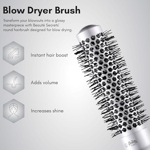 Image of Beaute Secrets Comb for Women, Hair Brush, Round Hair Brush, Blow Dryer Brush, Hair Rolling Tools, Round Comb for Men, Styling Brush Makes curls bouncy, defined and full of volume