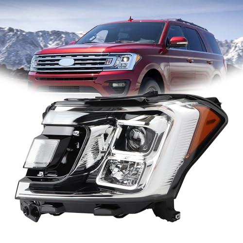 YEQSHNG JL1Z13008J Halogen Type Headlights Assembly Compatible with 2018-2021 Ford Expedition[XLT Limitated] Headlamp With Bulbs Left Driver Side JL1Z13008J FO2502370