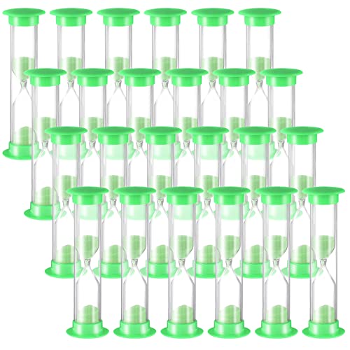24 Pcs 5 Minute Sand Timer Plastic Hourglass 5 Min Visual Timer Mini Classroom Small Shower Hourglass for Teacher Classroom School Must Haves Supplies Egg Sand Clock Kids Time Management(Green)