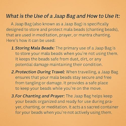 Image of Premium Cotton Jaap Mala Bag with Zipper Pocket & Shoulder Strap | Soft Fabric Chanting Bag for Meditation, Japa & Bhakti Use | (Available in White, Peach & Yellow)