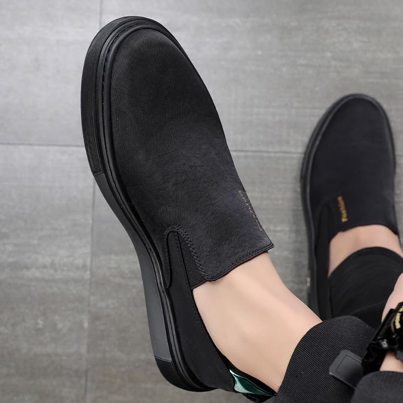 Men's Elastic Slip-On Canvas Shoes Soft Fabric Upper Lightweight Design Comfort Walking Shoes with Arch Support2