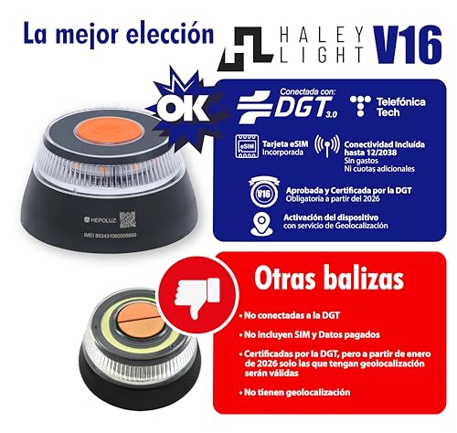 Miniatura 2 de Hepoluz Pack 2 Luces De Emergencia V16 Geolocalizada Y Homologada Con Conectividad Iot Esim Y Certificación Dgt 2026. Modelo Con Mayor Alcance De Cobertura