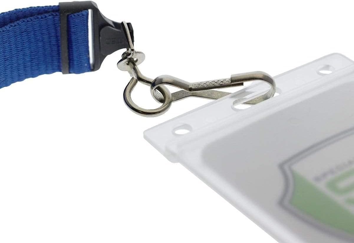 Bulk 50 Pack - Hard Plastic Badge Holder with Thumb Notch Slide Removal - Vertical Side Load - Clear Frosted Rigid Plastic - Holds One Standard Credit Card Sized Name Badge by Specialist ID