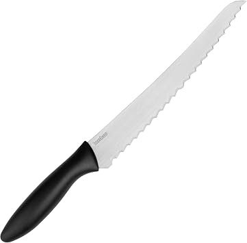 Kershaw 8 Bread Knife, Black, 8 Inch Stainless Steel Serrated Blade, Included Sheath, with 16 Degree Single-Bevel Blade, Comfortable Handle, Bread Knife for Sourdough, Bagels, Pastries and More
