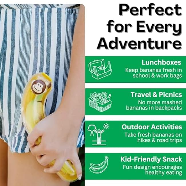 Joie Monkey Banana Pod Storage Container, Durable Holder for Kids Lunch Boxes and Backpacks, Keeps Food Fresh and Safe On-the-Go, Cute Kitchen Gadget, BPA Free, Dishwasher Safe