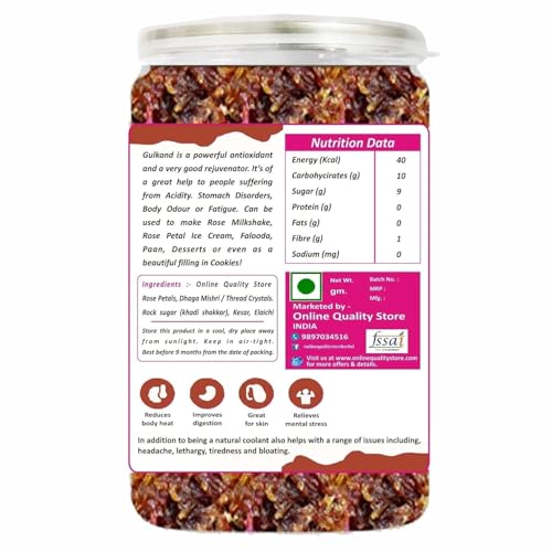 Image of Online Quality Store Natural Gulkand (Rose Petal Jam), 800g (400g X 2) | Sun-Cooked Damask Rose Petals & Rock Sugar | Pure Natural | for Paan