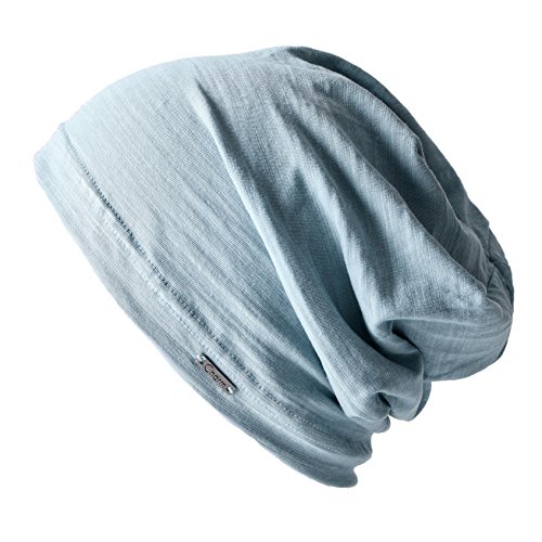 CHARM Summer Beanie for Men & Women - Slouchy Lightweight Chemo Cotton Hipster Fashion Knit Hat Light Blue