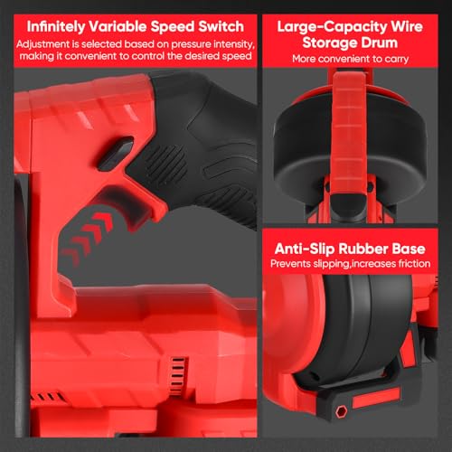 Cordless Drain Cleaner Electric Plumbing Snake, Ø9mm 7.6M Cleaning Spiral Forward/Reverse, Drain Clog Remover Pipe Cleaner for Toilet Sewerage, Bathtub, Kitchen Sink. (2 Batteries) 6 Cordless Drain Cleaner Electric Plumbing Snake, Ø9mm 7.6M Cleaning Spiral Forward/Reverse, Drain Clog Remover Pipe Cleaner for Toilet Sewerage, Bathtub, Kitchen Sink. (2 Batteries) - Image 6