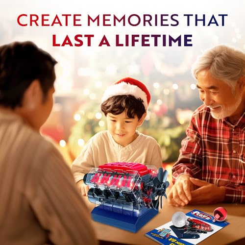 Image of Playz V8 Combustion Engine Model kit that Works with Inline 6 Model Engine kit for Adults and Kids