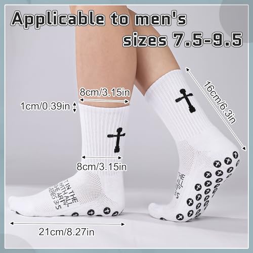 4 Pairs Cross Grip Soccer Socks Anti Slip Christian Socks with Bible Verse Jesus Sock for Football Tennis Yoga Gym2