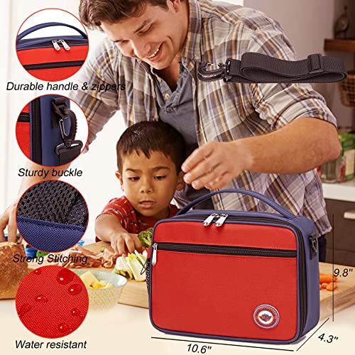 Weiatas Kids Lunch Bag Small Insulated Lunch Box For Boys Girls Toddlers Back To School, Reusable Children Lunch Cooler Tote Bag With Removable Shulder Strap & Pocket (Red) #TOP5