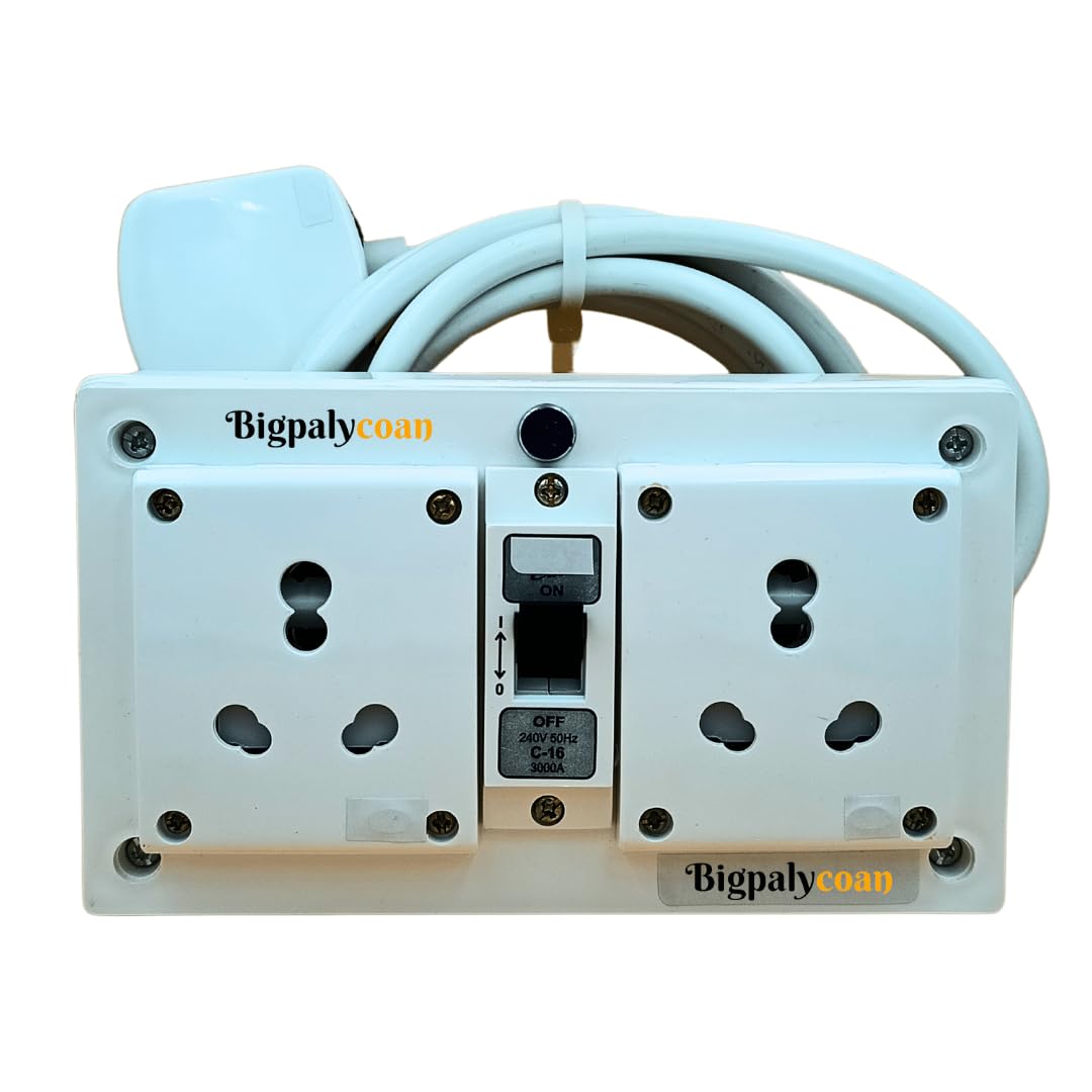 BIGPALYCOAN 15A 16A 20A Heavy Duty Extension Board 2 Socket (2800W) Surge Protector with MCB Copper Wire Cable for Small & Large Appliances, 220 Volts. (2 Meter Length) (B0DBQ7DBBT) Amazon Price History, Amazon Price Tracker