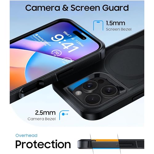 Image of KARWAN Tough Shockproof Back Case Cover Compatible with iPhone 16 Pro,Dual Layer Armor Protection with Matt Finish, Heavy Duty Rugged Cover with Magnetic MagEase Wireless Charging (Black)