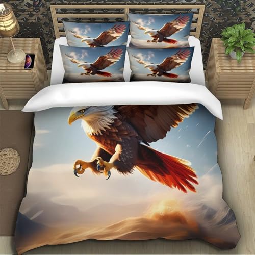 Parure de lit microfibre 140x200 aigle housse couette 3D faune - 5