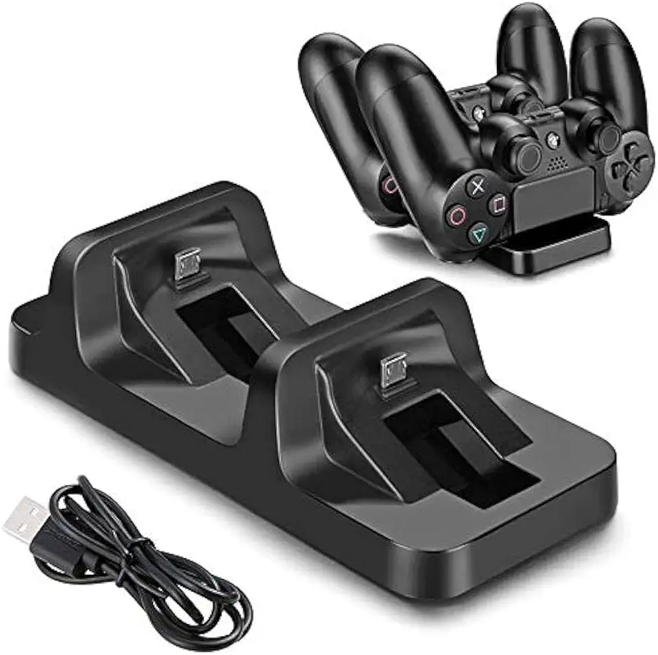 Carregador de controle PS4 - estação de carregamento dupla para controles sem fio Playstation 4 DualShock