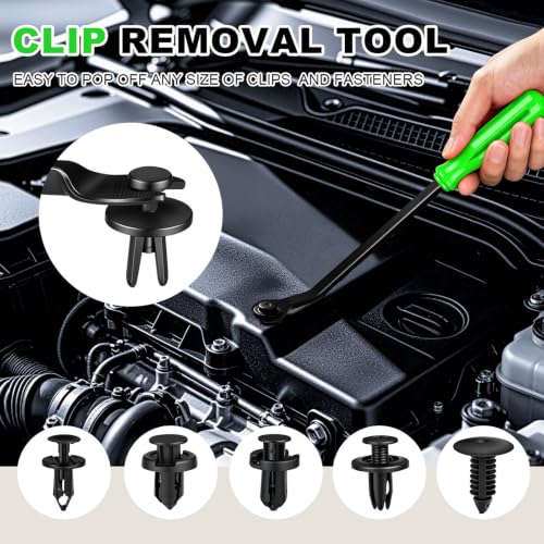 Image of 16Pcs Car Trim Removal Tool Set, Fastener Removal Tool with Stem Cap, Green