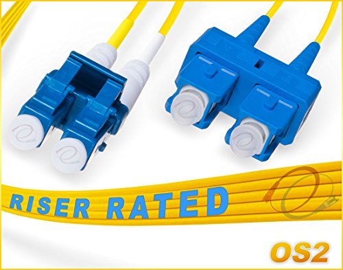 FiberCablesDirect - 7M OS2 LC SC Fiber Patch Cable | 10Gb Duplex 9/125 LC to SC Singlemode Jumper 7 Meter (22.97ft) | Length Options: 0.5M-300M | 1gb 10gb sc-lc smf dup sfp 10gbase lr lx Yellow ofnr