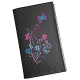 Schutzetui für Führerschein und Autopapiere mit Sternenmotiv, französisches Format, Floral (Schwarz) - cgrise