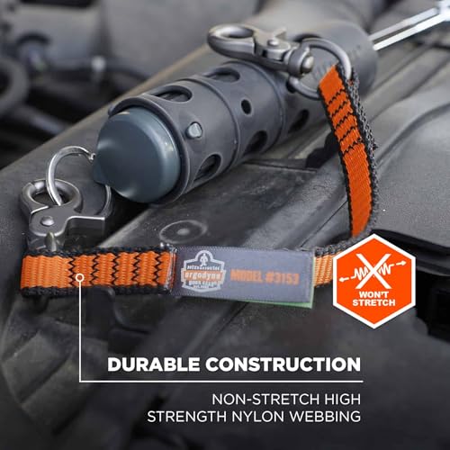 Image of Ergodyne Squids 3153 Nylon Web Tool Tether, 12 inch Short Lanyard - Dual Trigger Hook Attachment Ends, 5 lbs