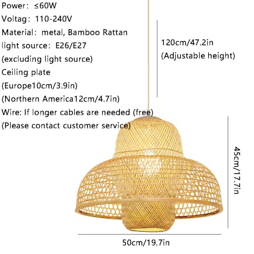 Lustre suspension rotin bohème pour éclairage chaleureux