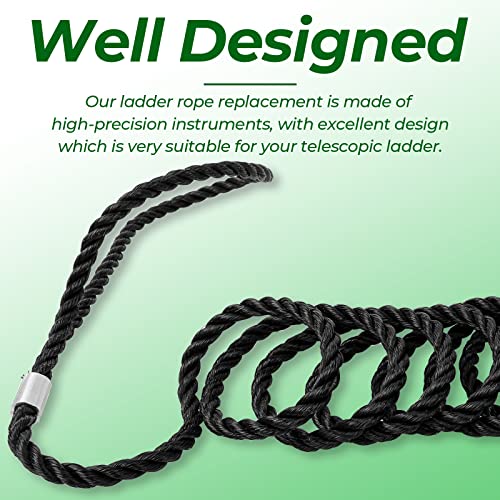 Extension Ladder Replacement Rope Compatible With Werner Ac30-2 Extension Ladder - Works With All Aluminum & Fiberglass Extension Ladders Parts #6316509 (Black, 1 Pack) #TOP5