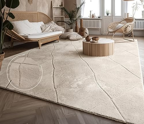 Paco Home Teppich Wohnzimmer Schlafzimmer Kurzflor Modernes Skandinavisches Muster Rauten Motiv...