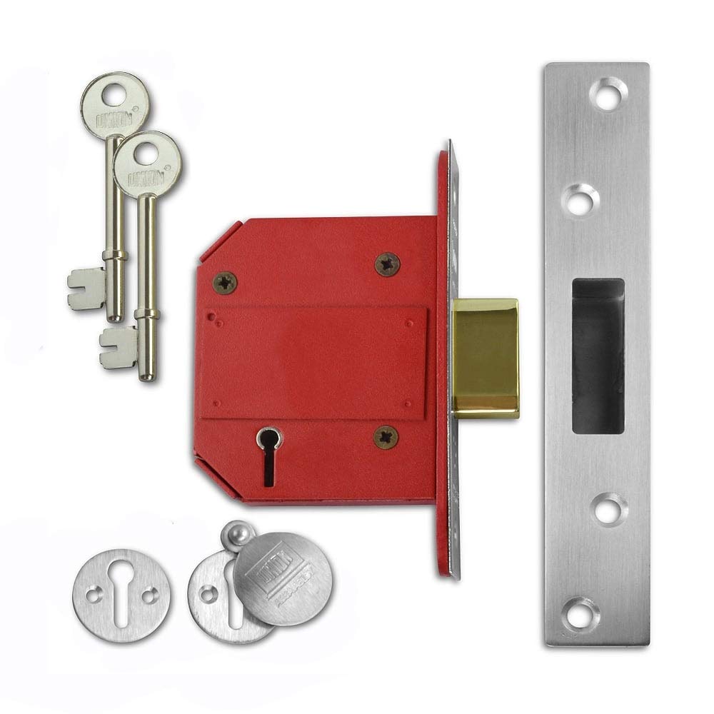 Union Locks Strongbolt 2100S Riegelschloss, BS 81 mm – Satin Chrom (Box)