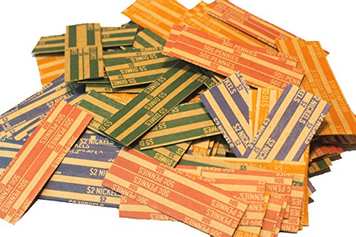 J Mark 1000 Neatly-Packed Flat Coin Roll Wrappers, Made In Usa, Extra Pennies (Quarters, Dimes, Nickels, Pennies), Aba Striped Kraft Paper Coin Roll Wrappers, Includes J Mark Deposit Slip #TOP3