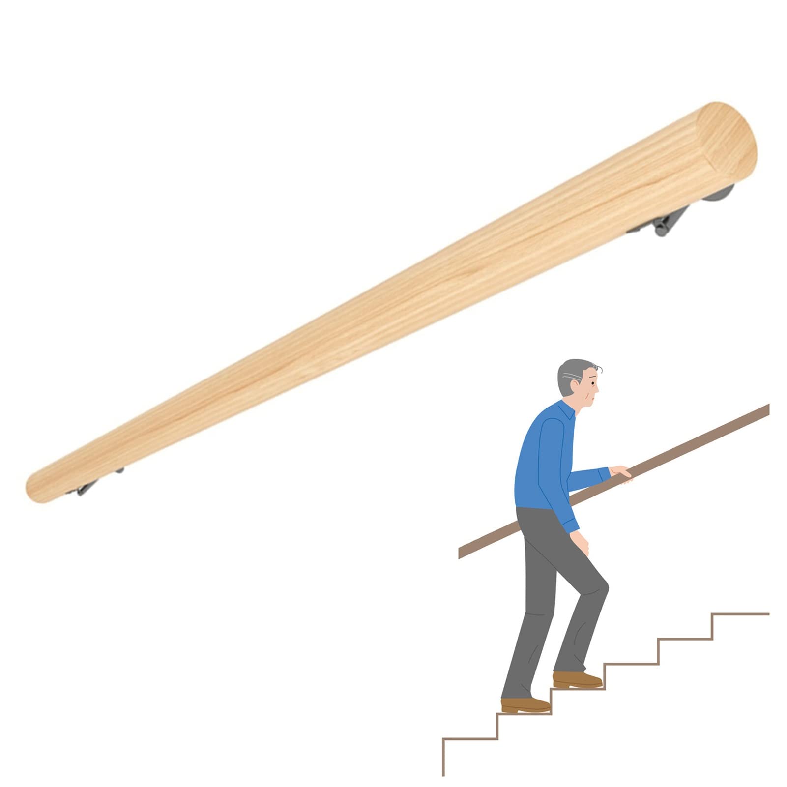 Garde-corps escalier bois avec balustre de sécurité enfant et main courante porche 80 cm