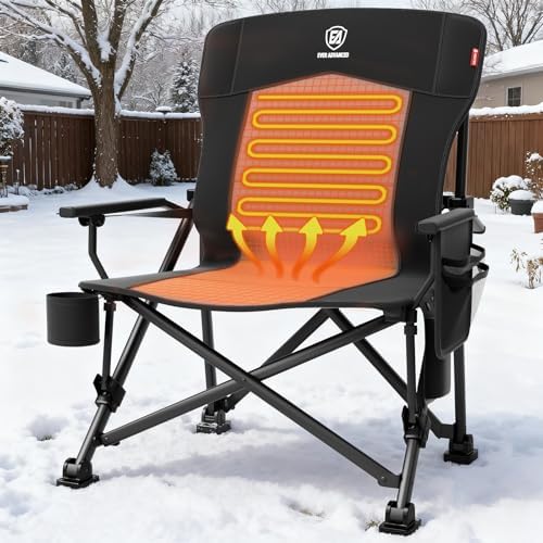 EVER ADVANCED Heated Oversized Foldable Camping Chair for Adults ...