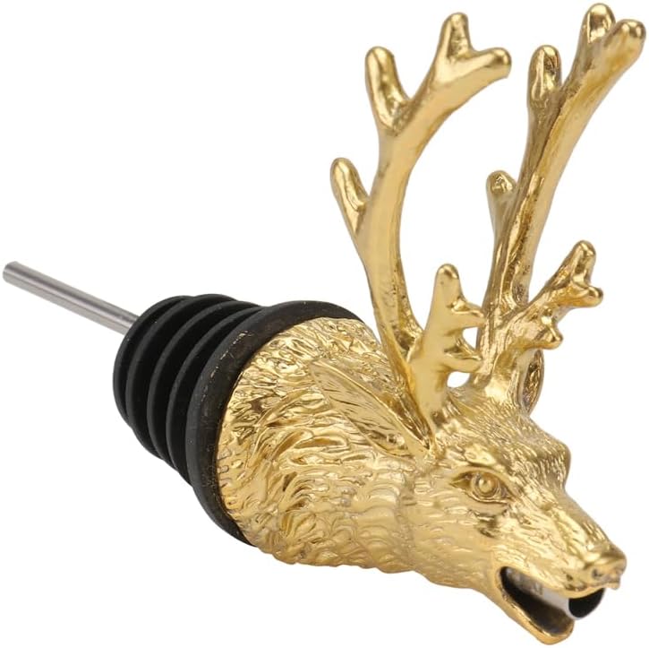Amosfun Deer Head Wine Pourer Creative Reusable Liquor Bottle Pourer Smooth Pour Spout for Wine Lovers Parties and Bar Tools