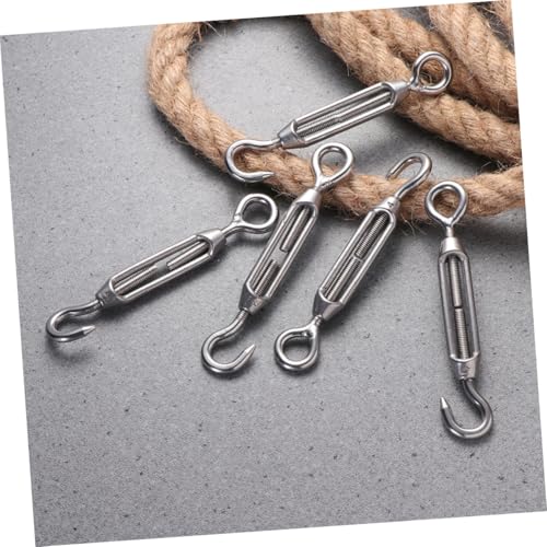 UKCOCO 5pcs tensores de cable industriales de acero inoxidable 304 tipo ojo a gancho para tensado de cables para cercas y toldos miniatura 4