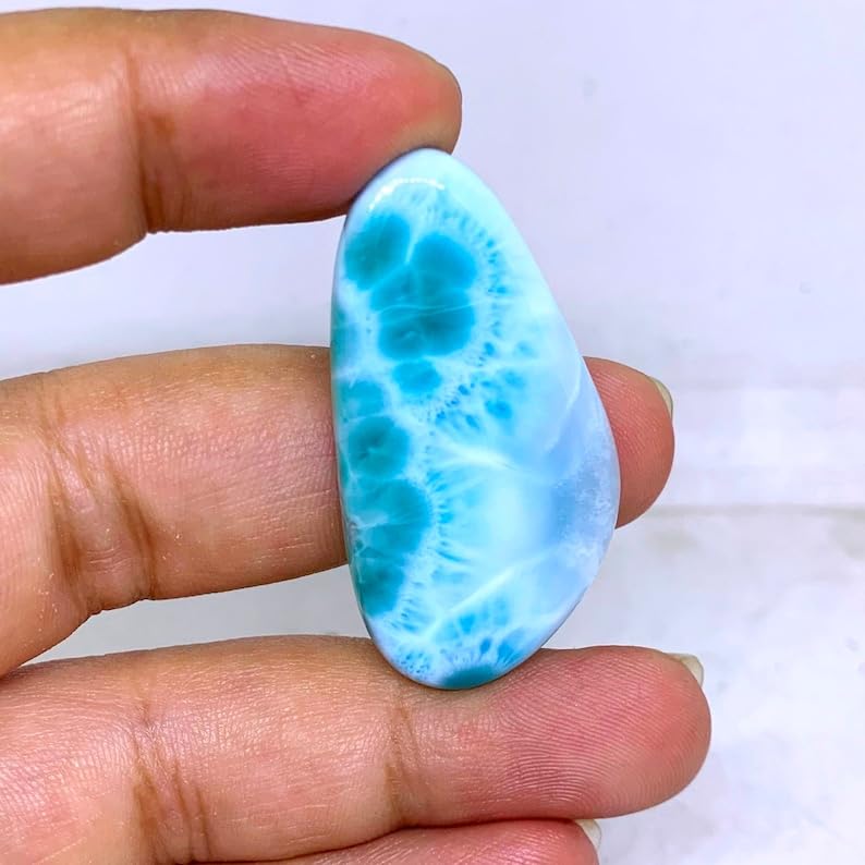 Gemme larimar naturel GH_NAT_05979 cabochon d'exception pour joaillerie - 2