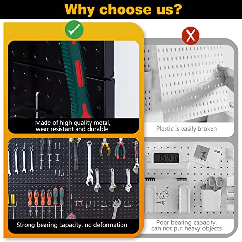 Image of Ultrawall Metal Pegboard Wall Panels, Peg Boards for Garage Tool Storage | Heavy Duty Pegboard Tool Storage Kit for Home, Craft Room Black 2 Pcs