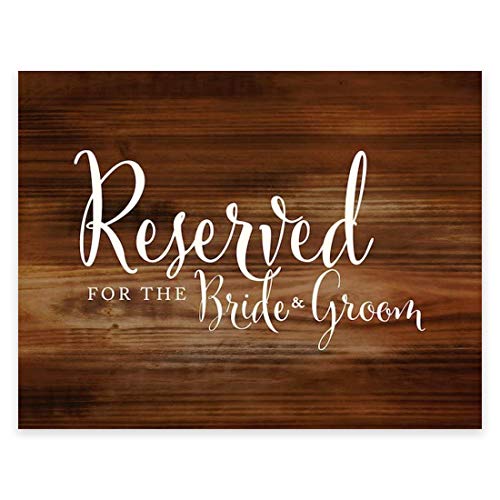 Andaz Press Wedding Party Signs, Rustic Wood Print, 8.5x11-inch, Reserved for the Bride & Groom, 1-Pack, Unframed