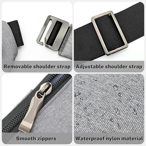 Sac banane en nylon imperméable gris homme avec sangle ajustable