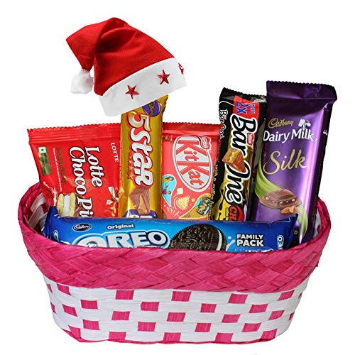 SFU E Com Christmas Chocolate Gift Basket | Christmas Chocolate Gift | Christmas Chocolate Gift Hamper | Christmas & New Year Celebration Chocolate Gift | Christmas Cap |287