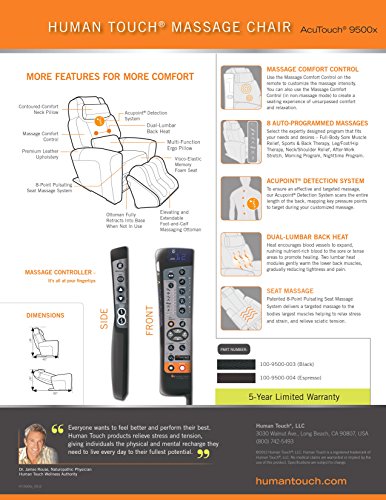 Human Touch Acutouch 9500X Premium Leather Full-Body Massage Chair Recliner With Rotating Ottoman #TOP5