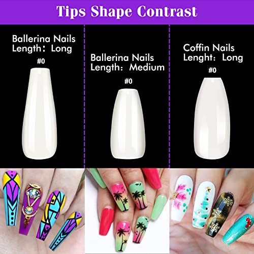 Natural Coffin Fake Nails - Ecbasket 500Pcs Ballerina Acrylic Nails Full Cover Ballet Shape Artificial False Nail Tips 10 Sizes #TOP3