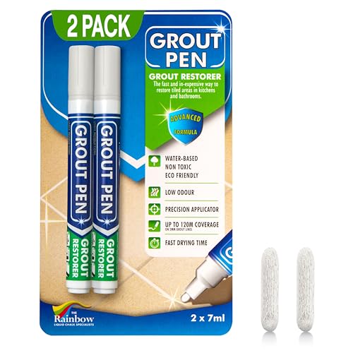 Grout Pen Winter Grey Tile Grout Paint Marker - 2 Pack w/Extra Tips (7mL)