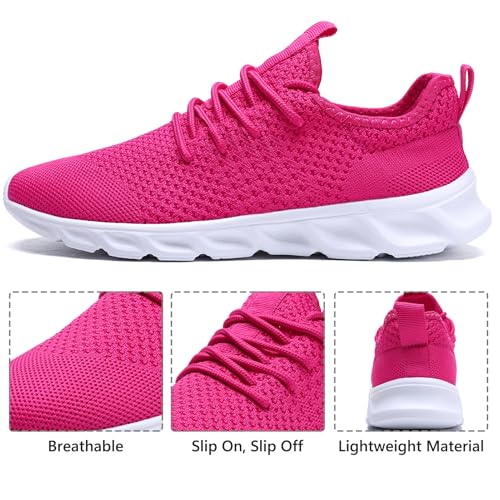 Image of Tvtaop Running Shoes Womens Sneakers Tennis Walking Workout Gym Shoes Lightweight Comfortable Trail Running,Hot Pink,Women's Size 9.5