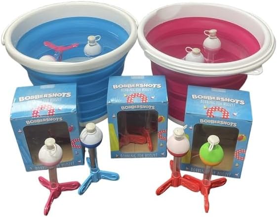 Fairly Odd Novelties 3X Bobber Shots Set with 2X Buckets - Bobber Shots Floating Glasses for Pool, Battle Shots Drinking Game - Summer Pool Beach Drinking Set, Floating Shot Glasses