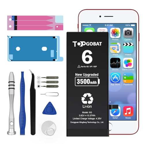 TOPGOBAT Replacement for iPhone 6 Battery 3500mAh High Capacity Battery for iPhone 6 Model A1586 A1589 A1549 with Replacement Tool Kits