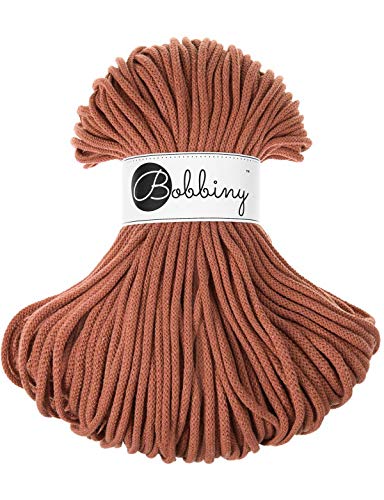 Bobbiny - Cordes de qualité supérieure 5 mm - Fil 100 m - 100 % coton - Terre cuite