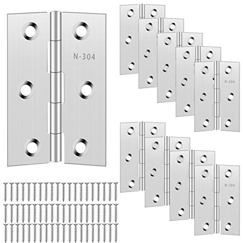 3 Inch Stainless Steel Strong Butt Door Hinge 75 * 50MM Timber Door Hinge(6 Holes) with 60 Screws Used in Small Furniture Hardware Cabinet Closet Drawer(5 Pairs，Thickness 1 MM)
