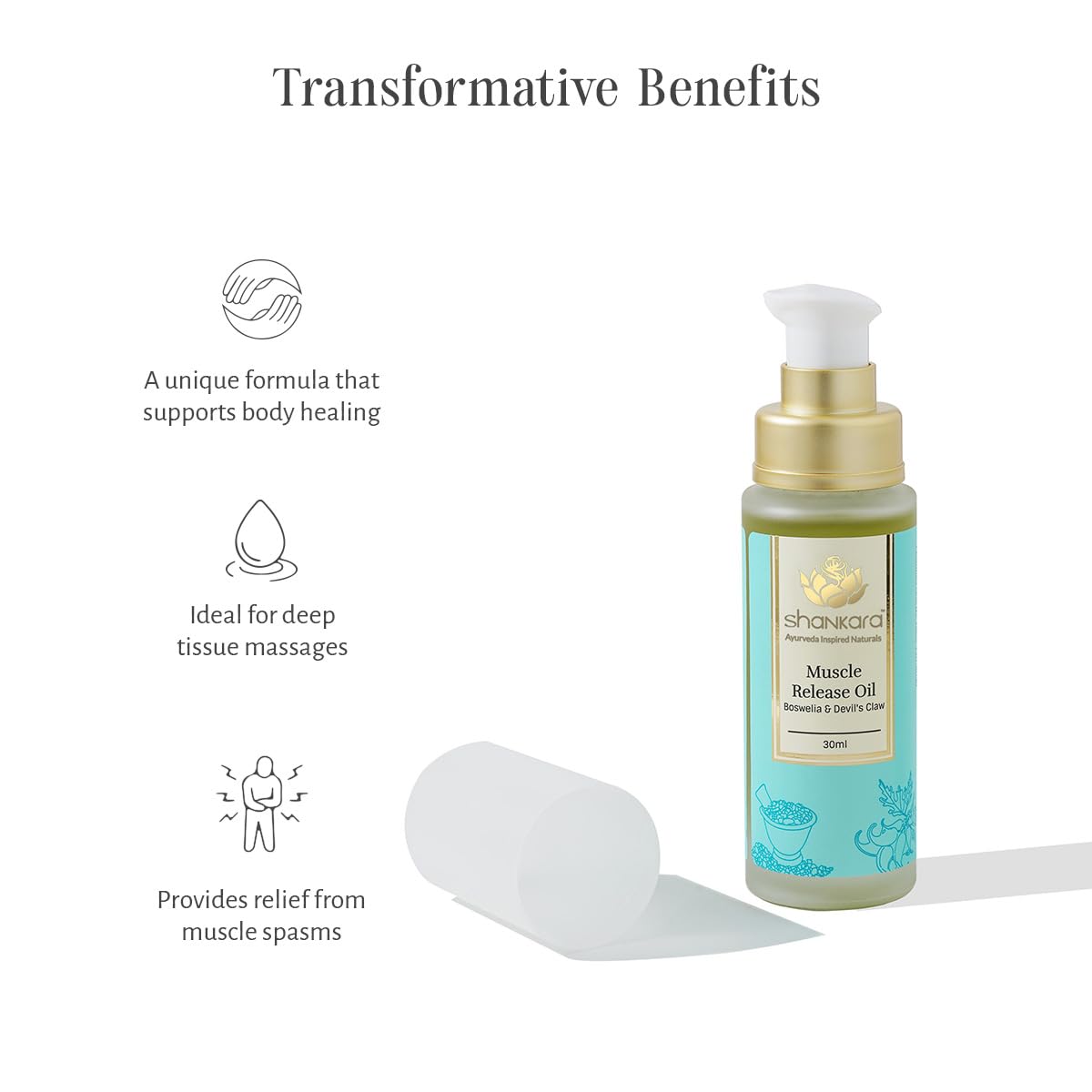 Shankara Muscle Release Oil, With Pure Essential Oils For Body Pain and Aches, Provides Deep Massage For Balance and Restoration - Suitable for All Skin Types - 30ml 1