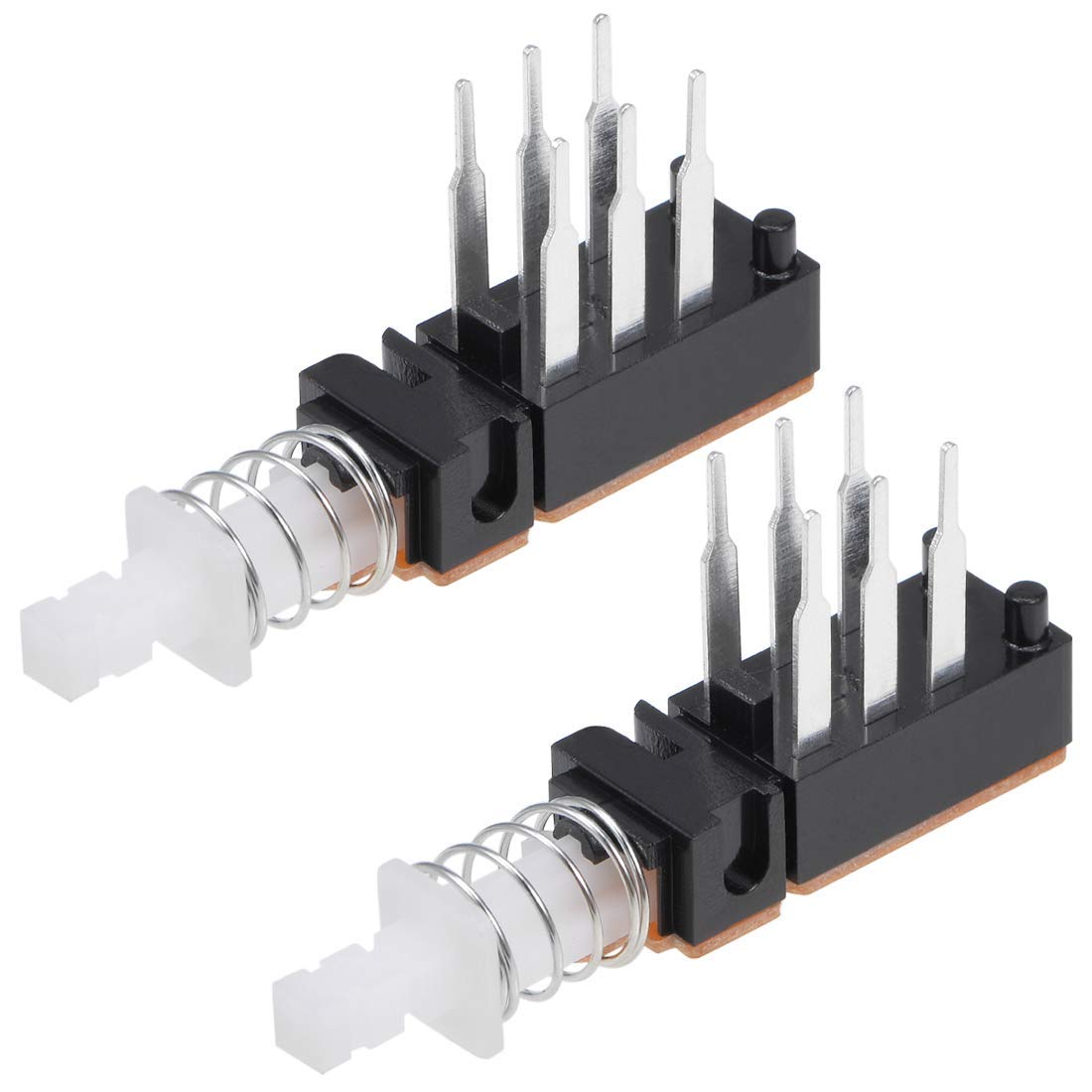 Commutateur à bouton-poussoir DPDT 6 broches 1 position autobloquant noir 2pcs