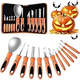 X99 Halloween Kürbis Schnitzset, 12 Stück Edelstahl Kürbis Schnitzwerkzeuge Kürbissen Schnitz-Werkzeug mit Tragetasche